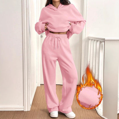 Women’s Street Fashion Solid Color Two‑Piece Set (Top + Pants)