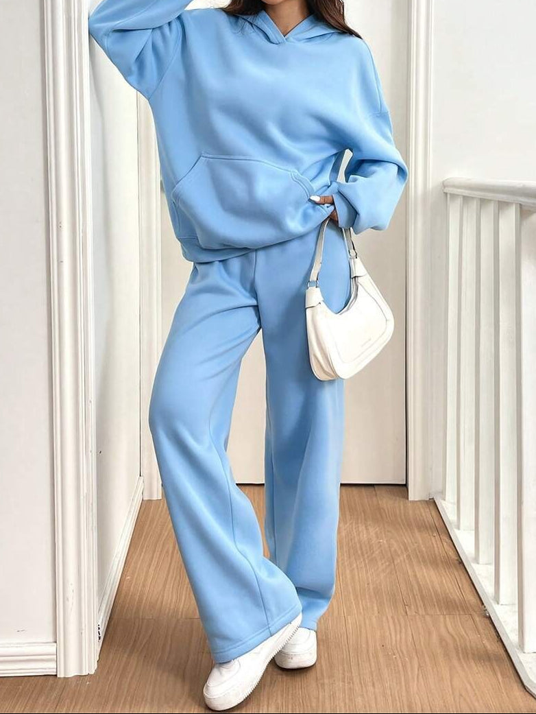 Women’s Street Fashion Solid Color Two‑Piece Set (Top + Pants)