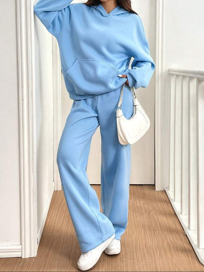 Women’s Street Fashion Solid Color Two‑Piece Set (Top + Pants)