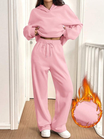 Women’s Street Fashion Solid Color Two‑Piece Set (Top + Pants)